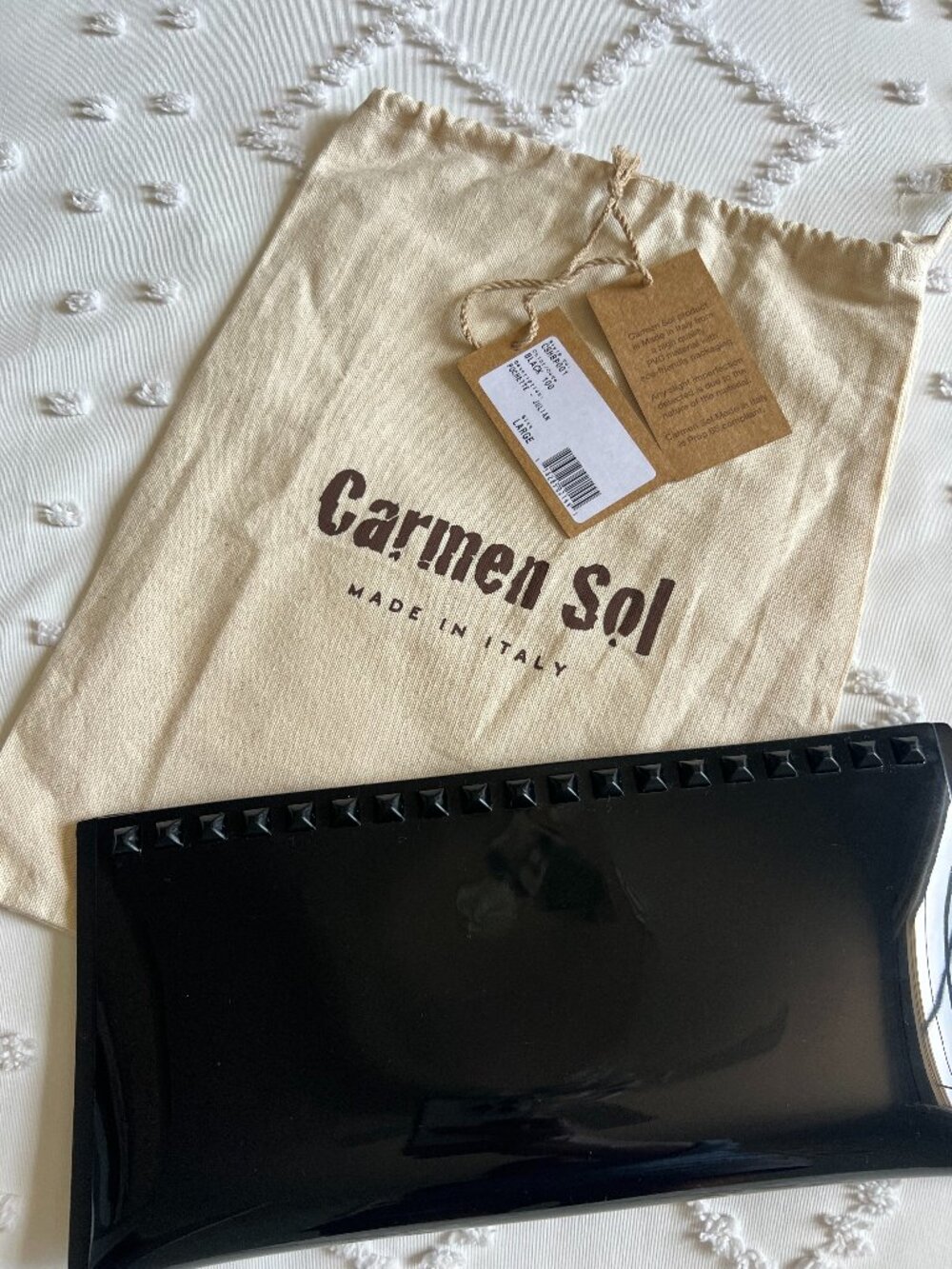 NWT Carmen Sol Black PVC Jelly Clutch Waterproof — Made in Italy